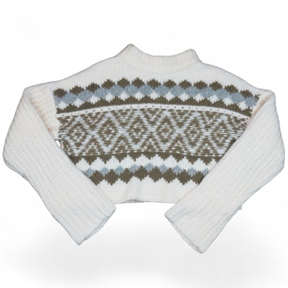 Free People Sweaters - NWT Free People Alpine Pullover Sweater Ivory Fair Isle Chunky Knit Size Small